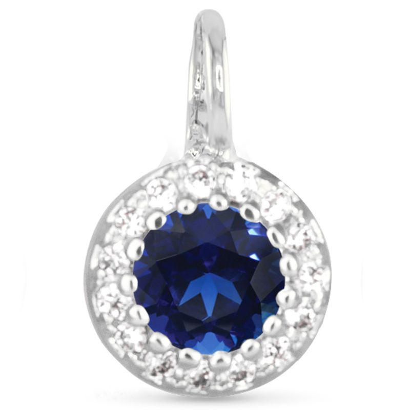 Blue CZ Halo Charm Silver